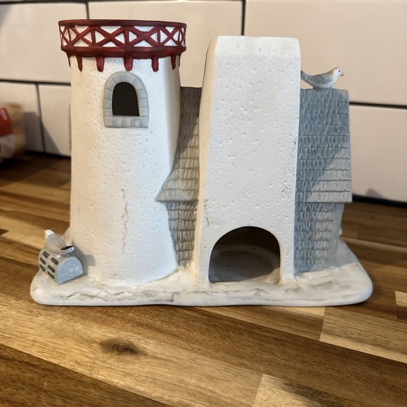 PartyLite Stoney Harbor Lighthouse Tea Light Cottage House Ceramic Village House - Picture 3 of 5